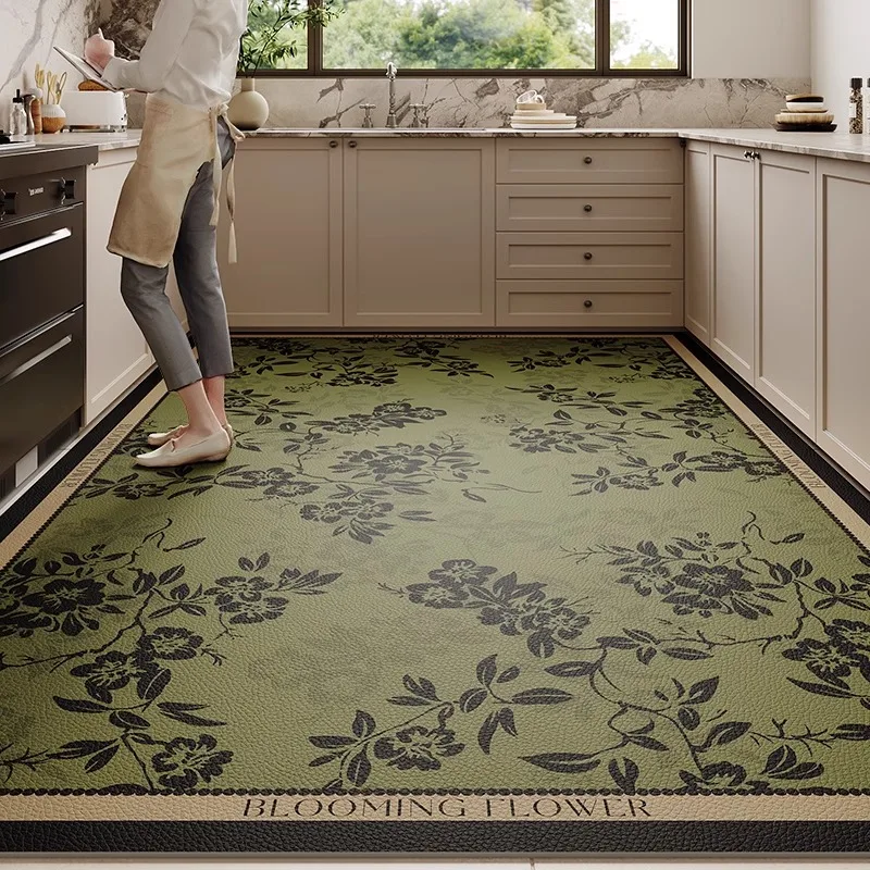 PVC Leather Kitchen Floor Mat High-end Luxury Large Area Carpet Practical Anti-fouling Waterproof Anti-slip Balcony Rug Alfombra