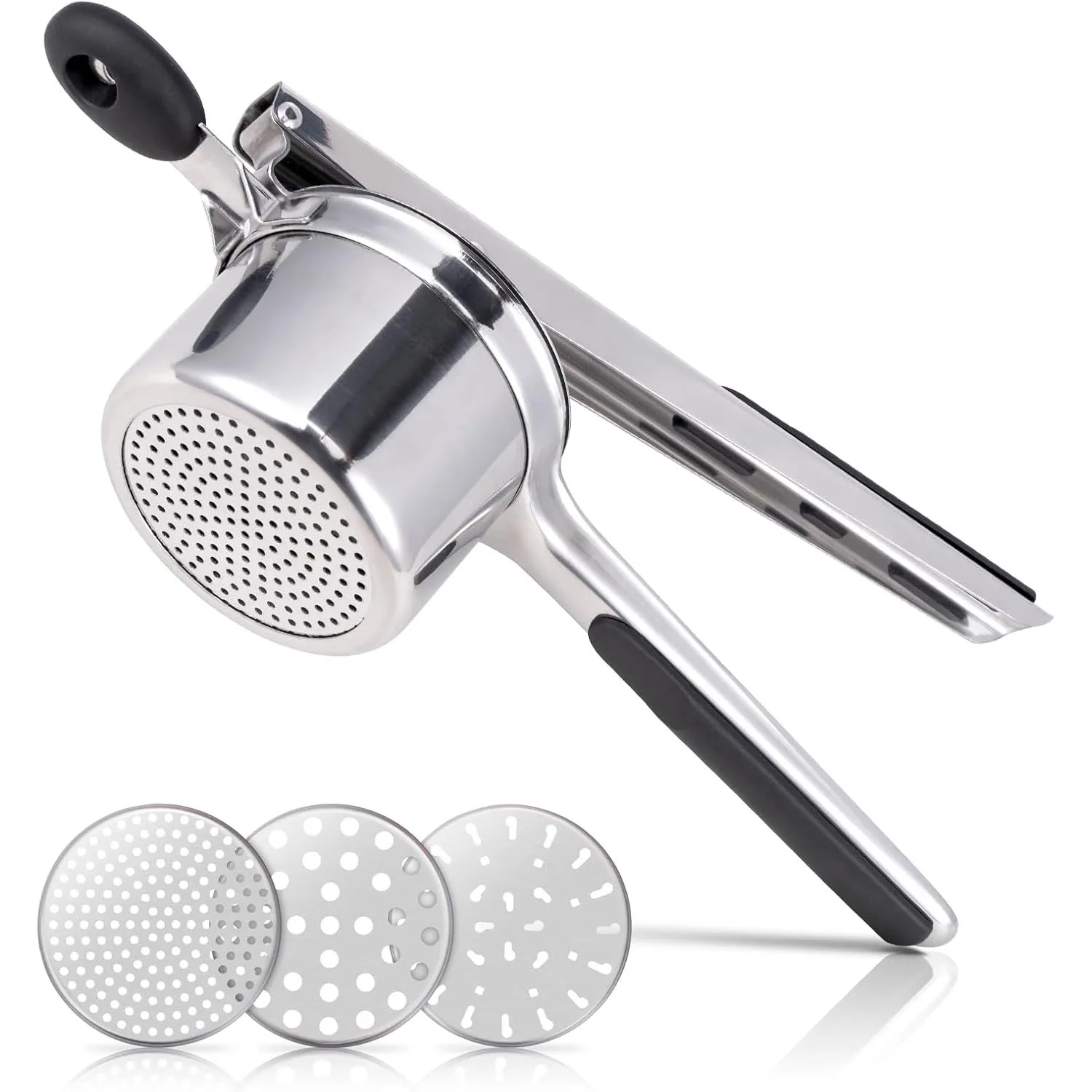 Potato Ricer for Mashed Potatoes 3 Interchangeable Discs Stainless Steel for Fluffy Mashed Potatoes