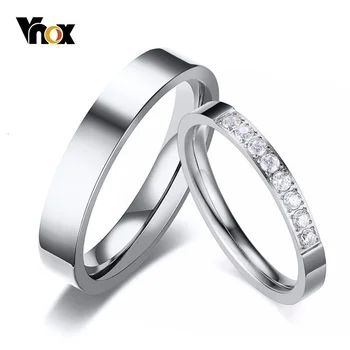 Vnox Never Fade Stainless Steel Temperament Engagement Bands For Couples Anti Allergy Women Mens Rings Lovers Alliance 1