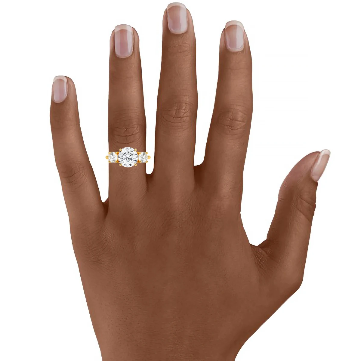 Round 3 Stone Moissanite Ring 3ct Engagement Minimalist Style Wedding Woman Real 14K Gold Hollow Ring 5