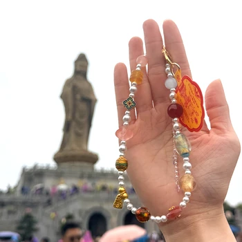 Cordino per telefono e portachiavi alla moda e carino Mount Putuo, ciondolo per auto Putuoshan, regalo carino per lei