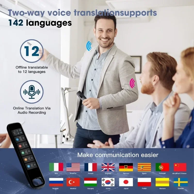142Languages Vietnam Hebrew Thai Polish Read Scan Pen Offline Voice Translation 3.76 Inch Dictionary Point Online AI Translator translation pen