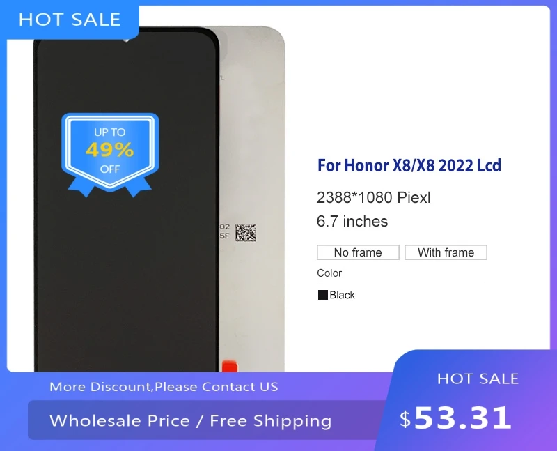 

3 шт., оптовая продажа, дисплей X8 4G для Huawei Honor X8 2022, сенсорный ЖК-экран, дигитайзер, планшетов в сборе
