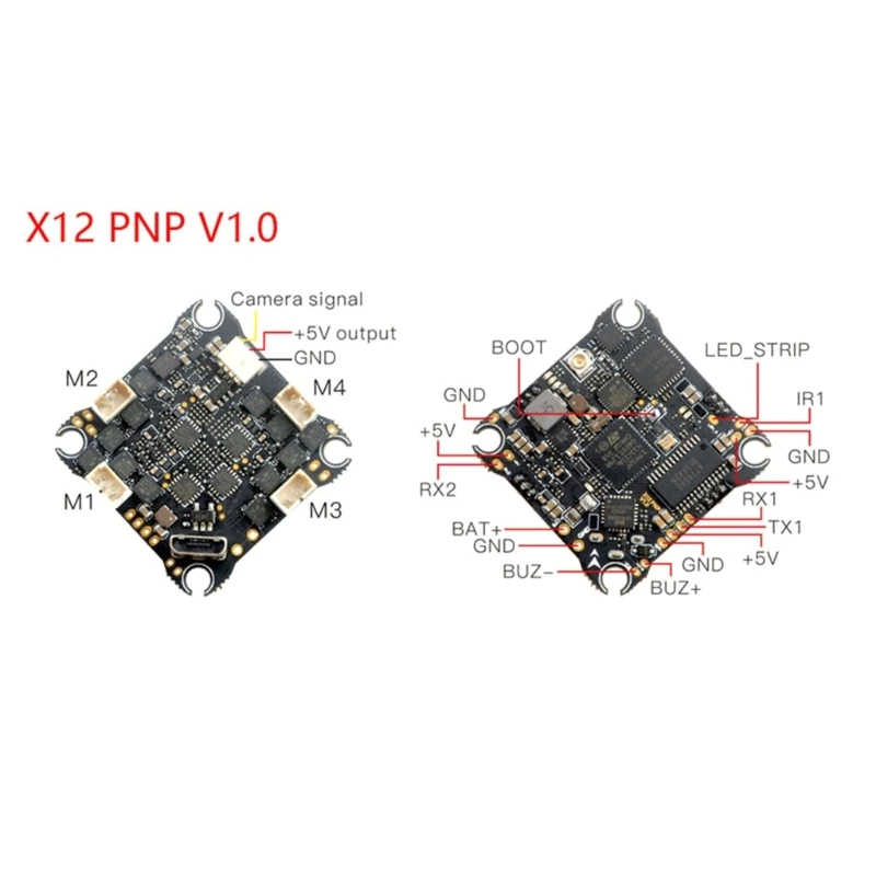 

HappyModel X12 5in1 1-2S Flight Controller Built-in BLHELIS 12A OPENVTX 51BE