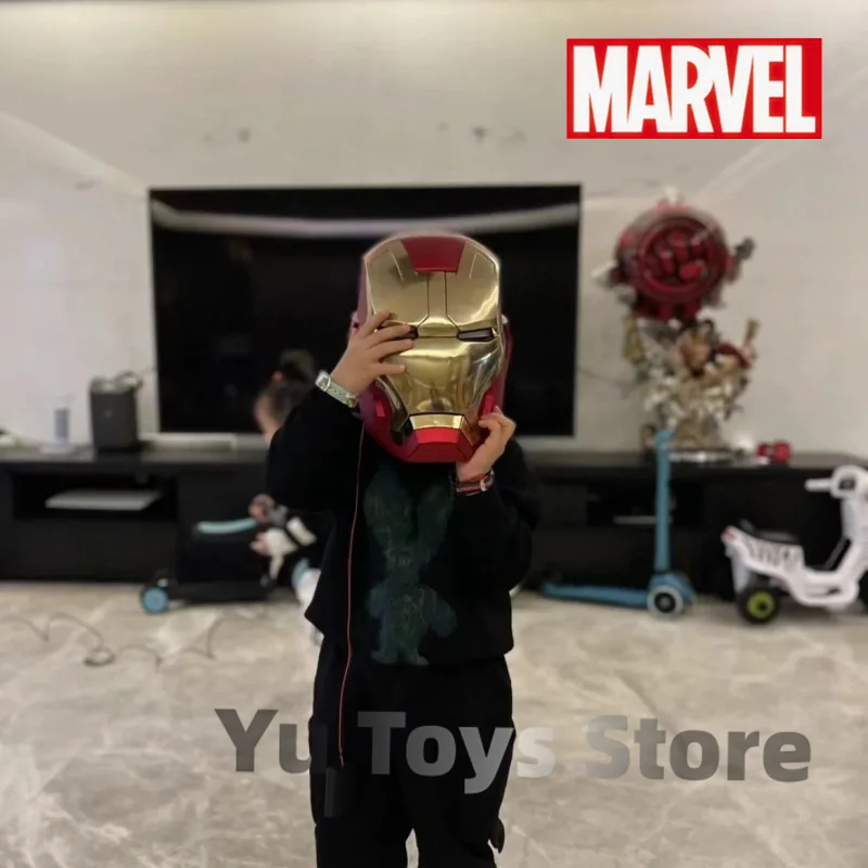 2024 Iron Man Hot Toys Autoking 1/1 Mk5 Casco Telecomando E Controllo Vocale Iron Man Maschera Automatica Per Casco Con Luce A Led Regali Per Ragazzi