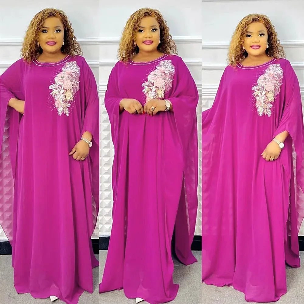 Abayas For Women Dubai Luxury Chiffon Boubou Muslim Dress Caftan Marocain Wedding Party Dresses Robe Djellaba Femme Fashion 2024