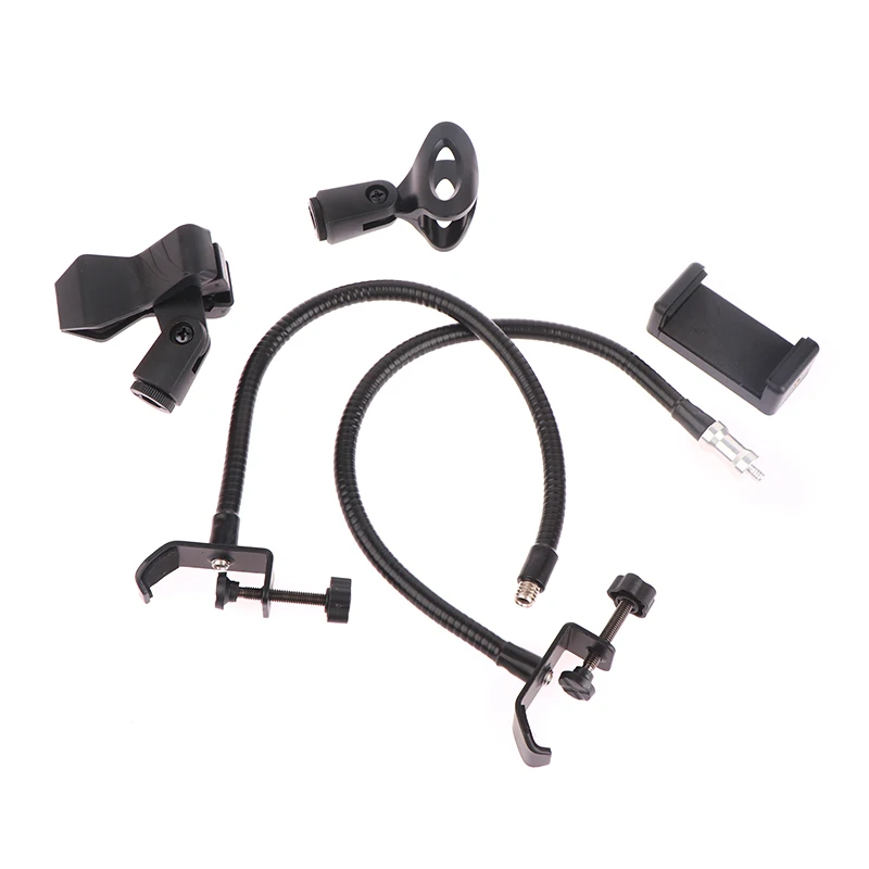 Flexible Mic Stand Universal Hose Shelves with Heavy Duty Desk Clamp Microphone Stand Mic Clip Holder Arm Desk Mount