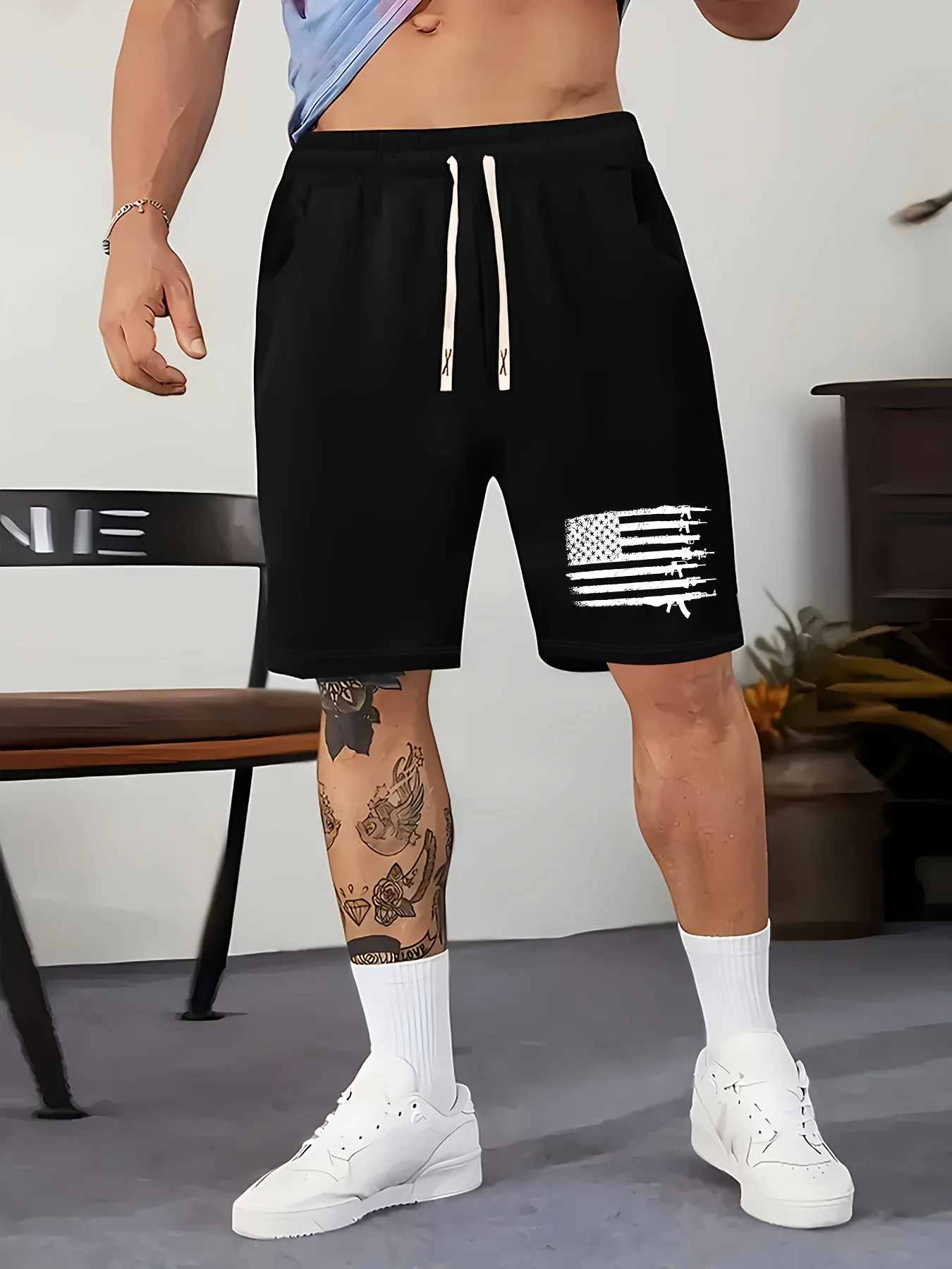 Bermudas de gasa arrugada para hombre, con cordón, para verano, bohemio, playa, lino, ajuste regular, algodón, pantalones cortos hawaianos para yoga, Negro Bermudas de gasa arrugada para hombre, con cordón, para verano, bohemio, playa, lino, ajuste regular, algodón, pantalones cortos hawaianos para yoga, Negro