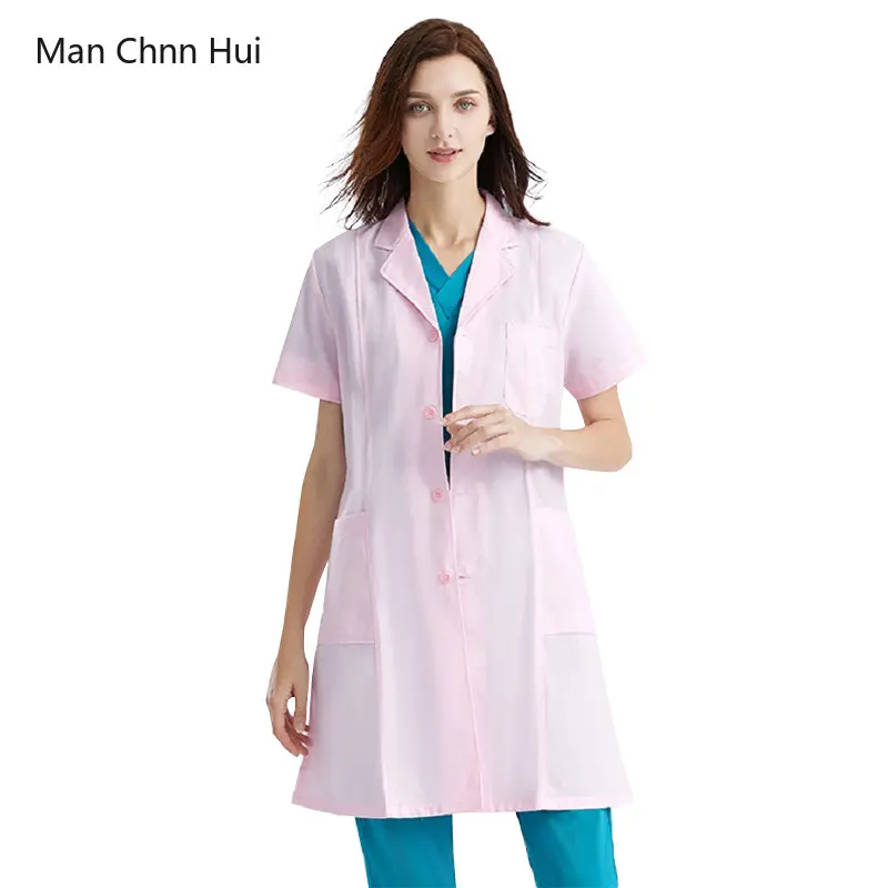 

Hospital Uniform for Women Doctors Work Clothes Solid Color Lab Robe Clinical Costume Beauty Salon Medical Coat Nurse Outfit