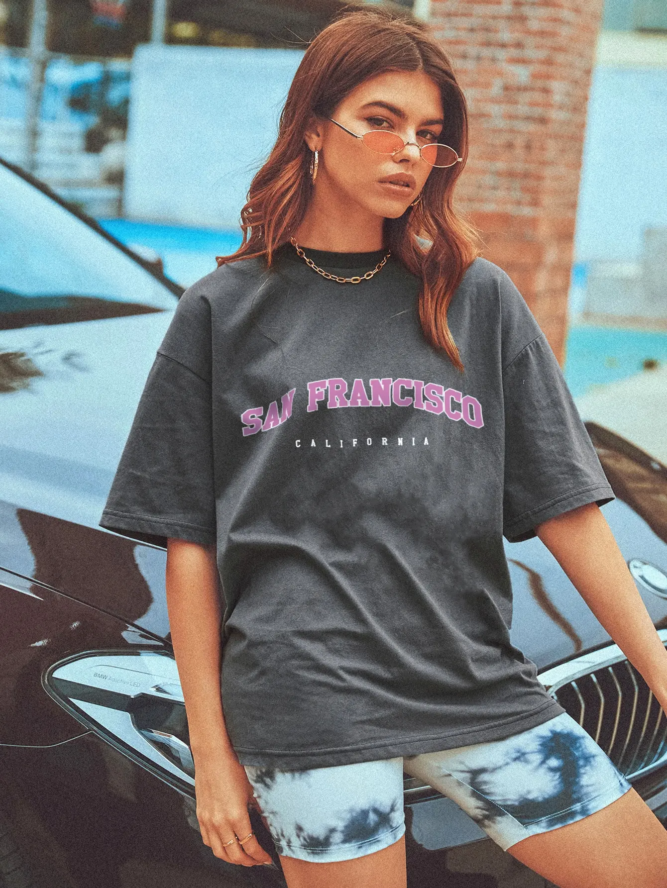 veneno espina Mente Camiseta larga con estampado de letras de San Francisco para mujer, camiseta  suave y transpirable de manga corta, camisetas geniales de verano para  mujer _ - AliExpress Mobile