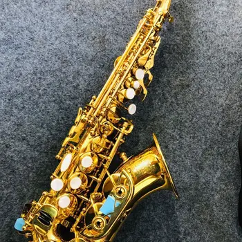 Saxophone Soprano Lacquered Gold White Buckle Saxophone Instrument --