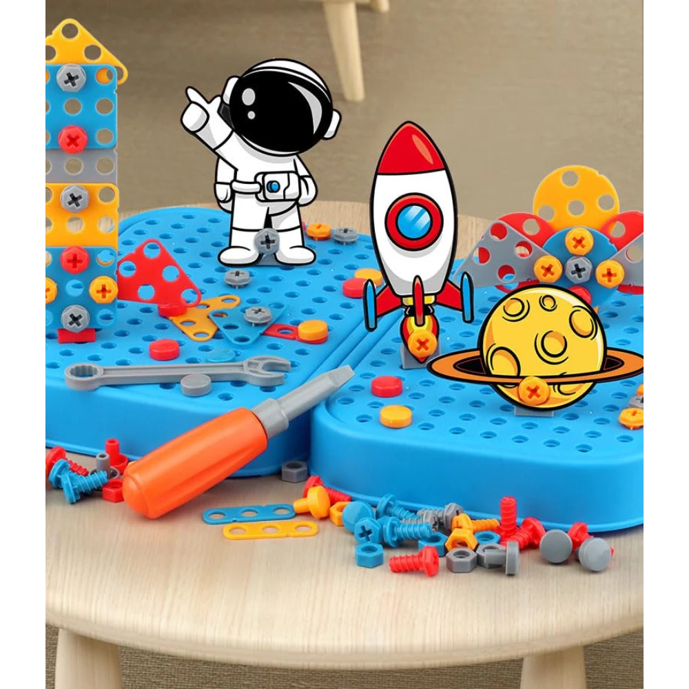 WizKidz STEM Toys Drill Set Building Blocks 3D Screw Puzzle DIY Educational Construction Engineering Toys for Kids Boys & Girls 6