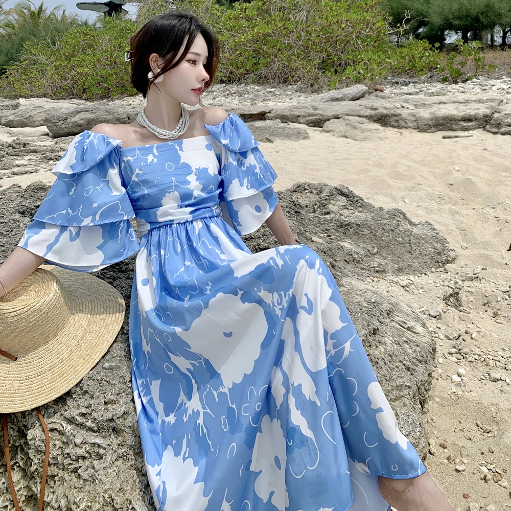 Summer Flowy Midi Dress Women 2022 Long 