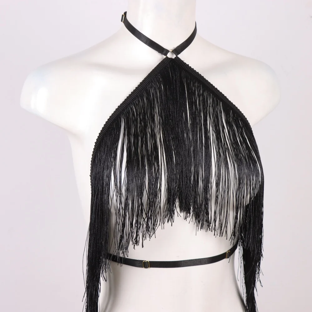 Black Tassel Halter Top Image 3