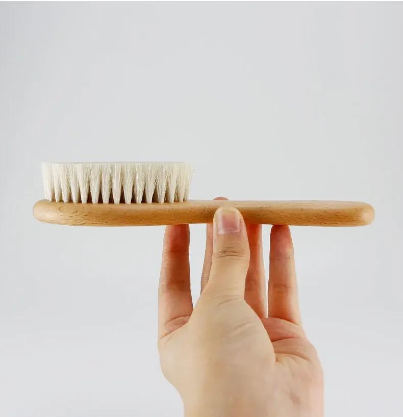 Hair Brush Comb Newborn Baby Natural Wool Wooden