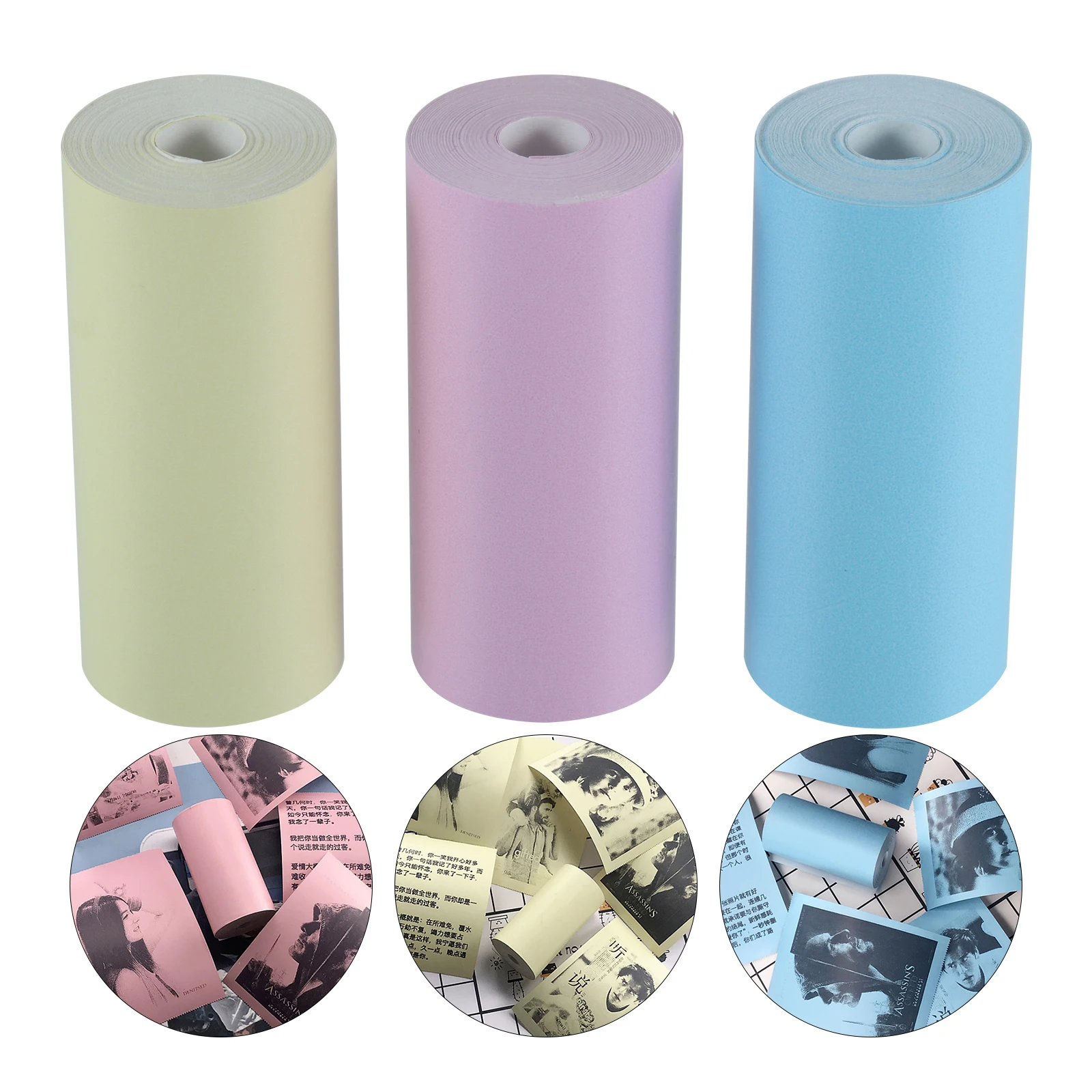3 Rolls Color Thermal Paper 57x30mm Photo Picture Printing Paper Mobile Perfect for A6 PeriPage Pocket Thermal Printer