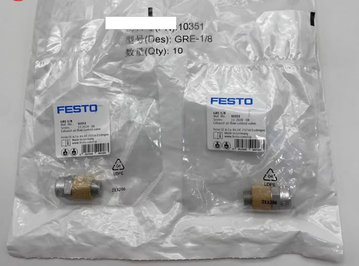 2 Pz Nuovo Dispositivo Di Smorzamento Festo Originale Velocità Valvola Di Scarico Regolatore Gre-1/8 10351 Gre-1/4 10352