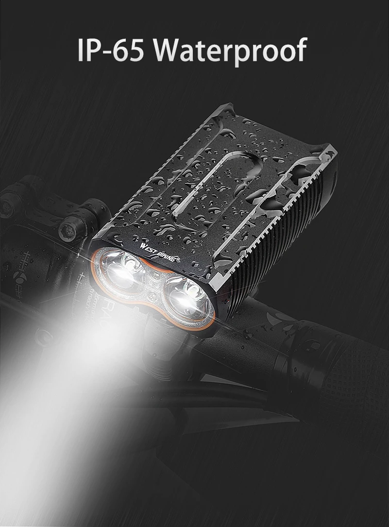 WEST BIKING Bicycle Light 2 LED USB Charging Bike Front Light Waterproof Cycling Headlight High Bright Safety MTB Road Bike Lamp