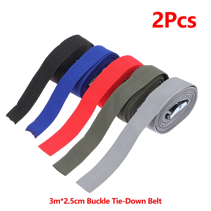 2pcs 3 Meters Buckle Tie-Down Belt Cargo Straps for Car Truck Motorcycle Bike Tow Rope Binding Belt Auto Luggage Bag Fixed Strap