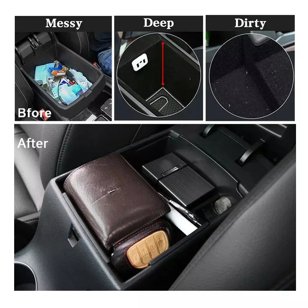 Car Armrest Storage Box for Hyundai Elantra Central Control Storage Box Auto Interior Accessories Black