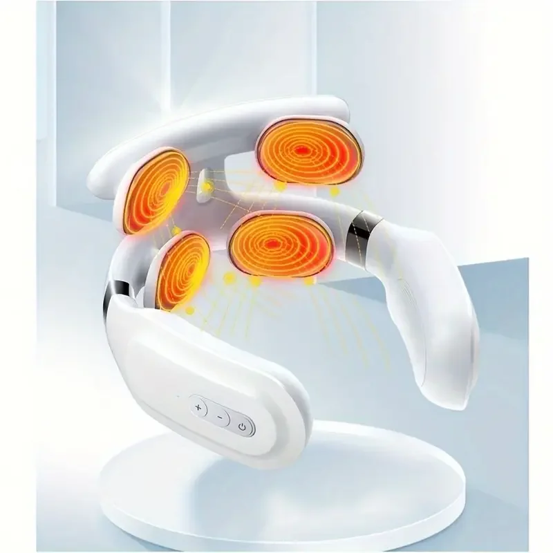 Portable 4D Electric Neck & Shoulder Massager USB Rechargeable Heating Hot Pressing Magnetic Pulse Neck Massage Instrument