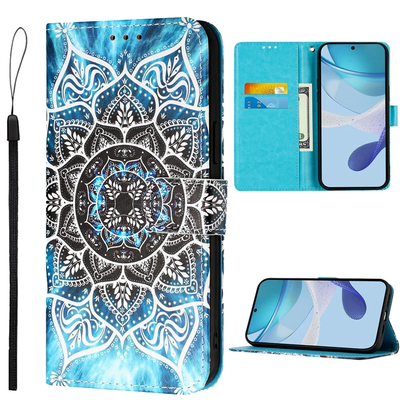 Vintage Floral Leather Wallet Case with Magnetic Flip Cover
