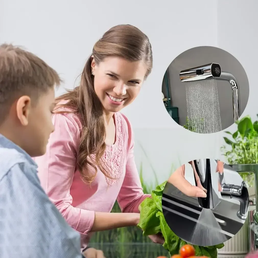 4 Modes Waterfall Kitchen Faucet Universal 720&deg; Swivel Spout Sprayer Bathroom Basin Water Tap Extender Rainfall Sink Mixer kitchen faucet