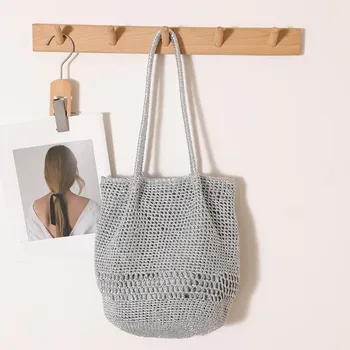 Nuova Borsa a Secchiello Boho Intrecciata a Mano, Grande Capacità, Borsa a Tracolla Dorata, Design in Paglia Fatto a Mano, Borsa a Tracolla, Regali