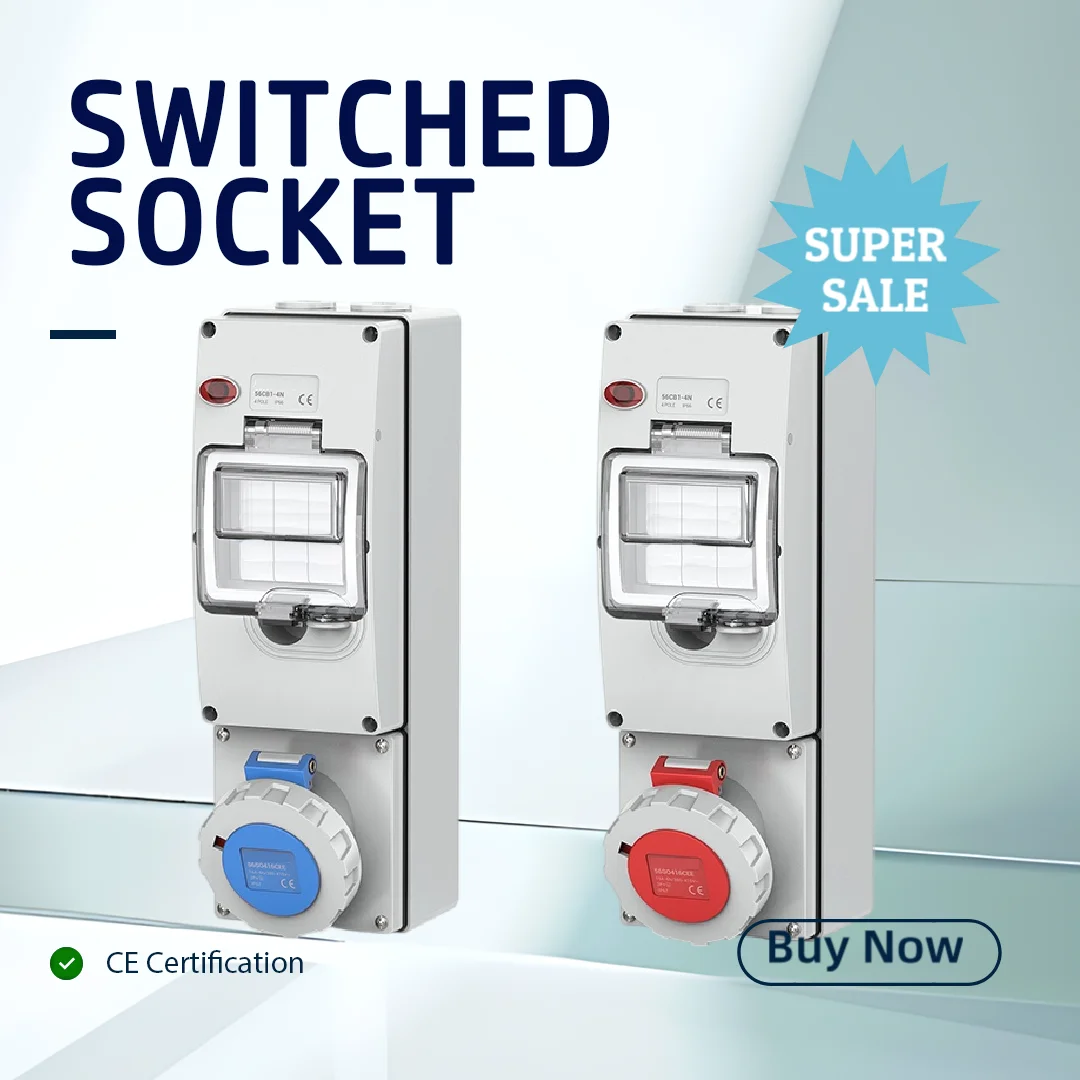 ตู้ควบคุมไฟฟ้าอุตสาหกรรมมาตรฐาน EU 32A CEE พร้อม MCB |   3PIN/4PIN/5PIN สำหรับสถานีชาร์จรถยนต์ไฟฟ้า (EV) 1