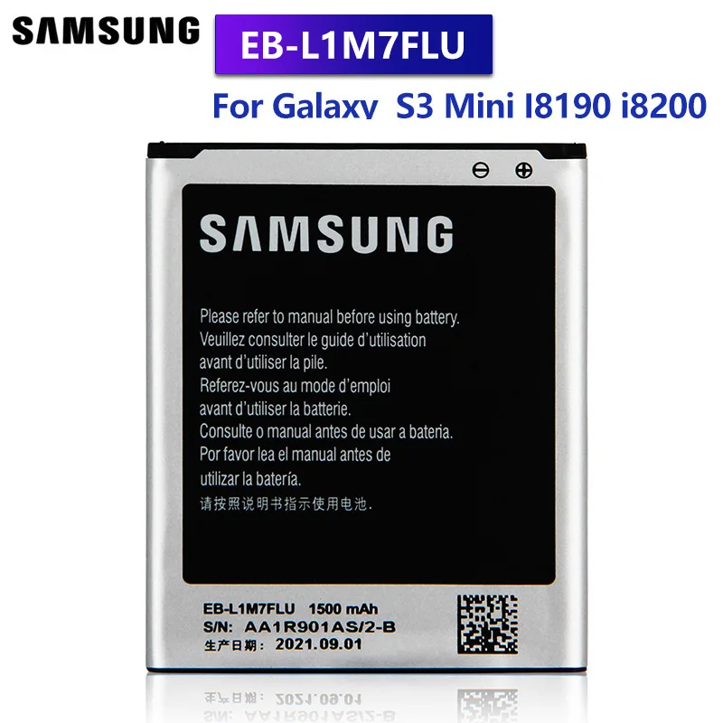 Samsung Batterie Originale S3 Mini EB-L1M7FLU avec NFC pour S3 GT-I8190N Blister 
