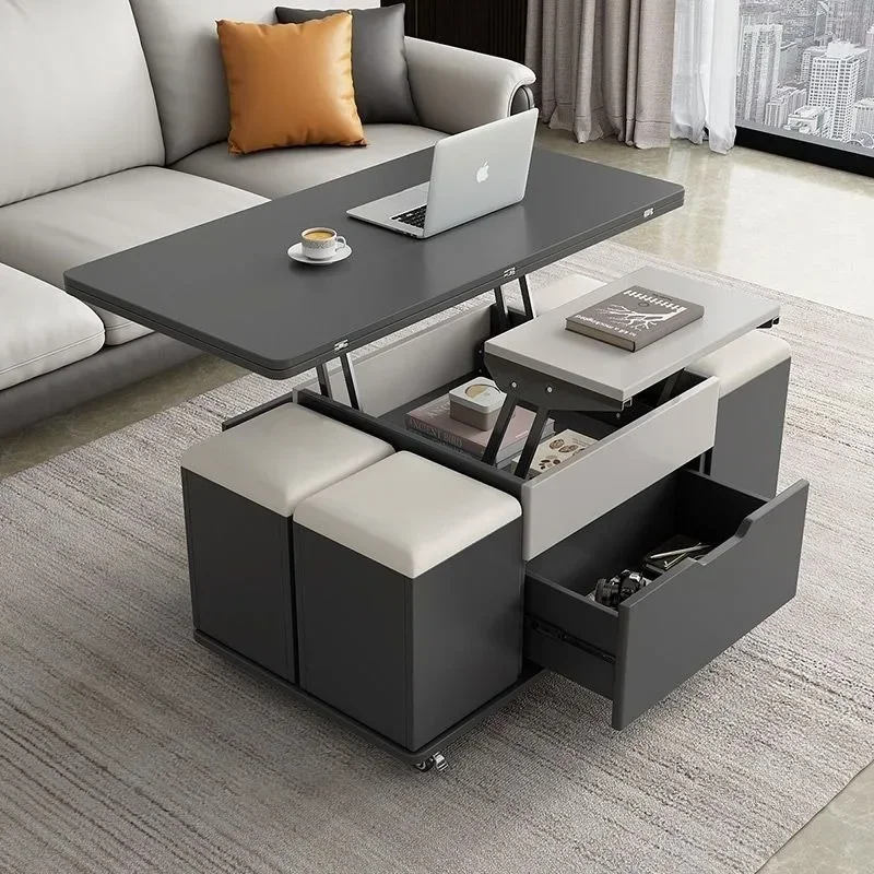 thumbnail image 1 of Mesas de centro de elevación multifuncionales, escritorio de té de altura ajustable, mesa de comedor lateral cuadrada de almacenamiento plegable para sala de estar y comedor, 1 of 3
