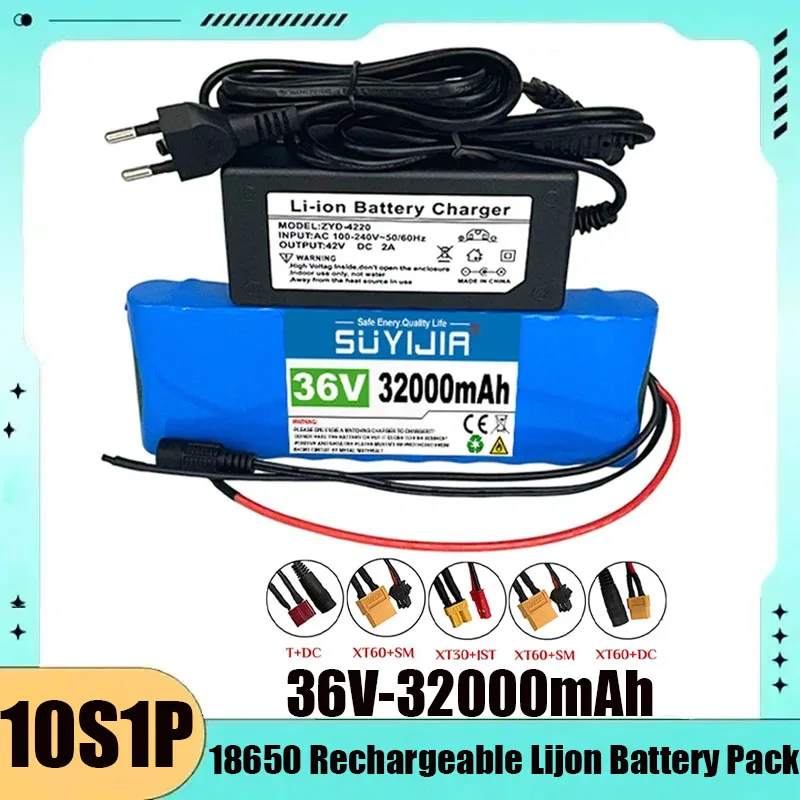 

10S1P 18650 32000mAh 36V E-bike Battery Li-ion Rechargeable Battery Pack with BMS for Electric Tricycle Electric Bicycle Scooter