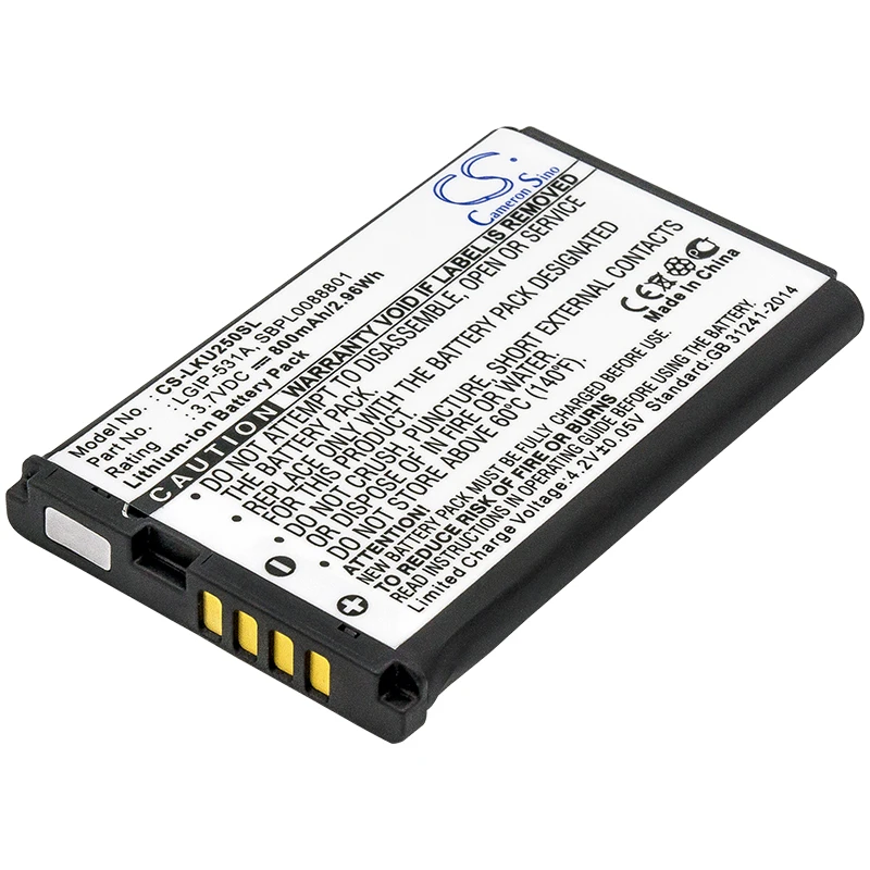 Mobile, Smartphone 800Mah / 2.96Wh Batteria Per Lg Lgip-531A Sbpl0088801 A100 Amigo Lg-T500 T500 Tflg320Gb Kx190 Kx191