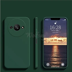 Liquid Silicone Phone Case - Smooth Rubber Protector Cover for Redmi A3 (Black Green)