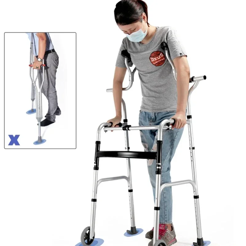 Adjustable Aluminum Alloy Cane-Wear-Resistant Walking Aid, Shock-Absorbing Disabled Walker, Lower Limb Trainer