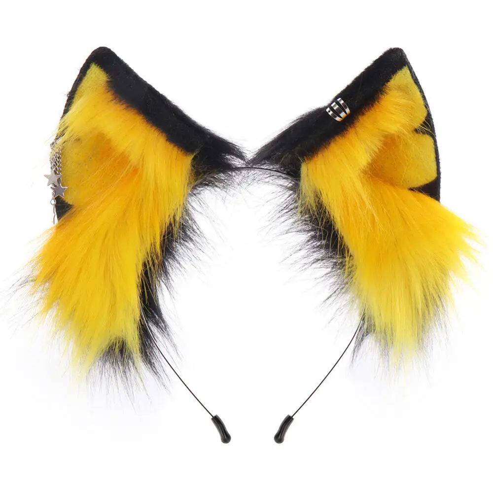 Halloween Cosplay Accessories Animal Furry Ears Headband Plush Realistic Fox Ears Anime Convention Live Stream Cat Headpiece