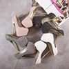 Women High Heels Pumps Fashion Flock Womens Sandals Platform Wedding Pumps Casual Thin Heels Womens Shoes Heels 4