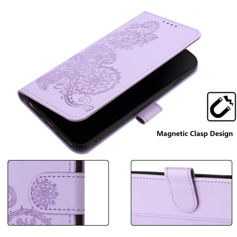 Paisley Leather Flip Stand Wallet Phone Case Cover