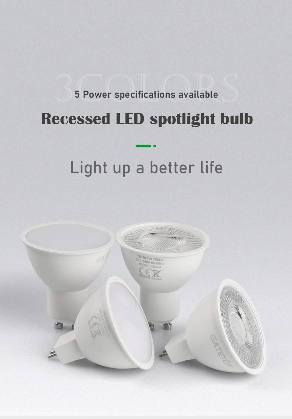 10PCS/LOT Spot Gu10 GU5.3 Spotlight AC220V 3W-8W 3000K/4000K/6000K Sb546562b632a45bd81e46763f7862098K