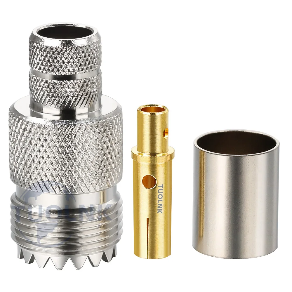 UHF 암 크림프 커넥터, 암 잭 크림프 동축 어댑터, PL-259 RF 커넥터, RG8 LMR400 RG213 케이블용, SO239 PL259, 10 개