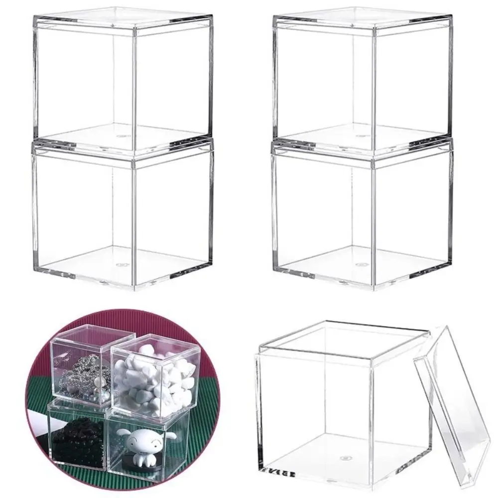 Transparent Acrylic Boxes Mini with Cover Food Candy Storage Container Protection Showcase Dustproof Anime Model Dust Cover