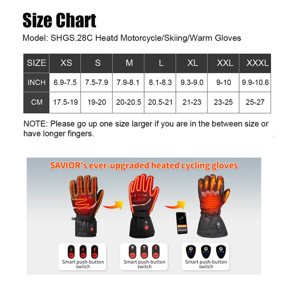SAVIOR HEAT Bluetooth Motorcycle Gloves with Rechargeable