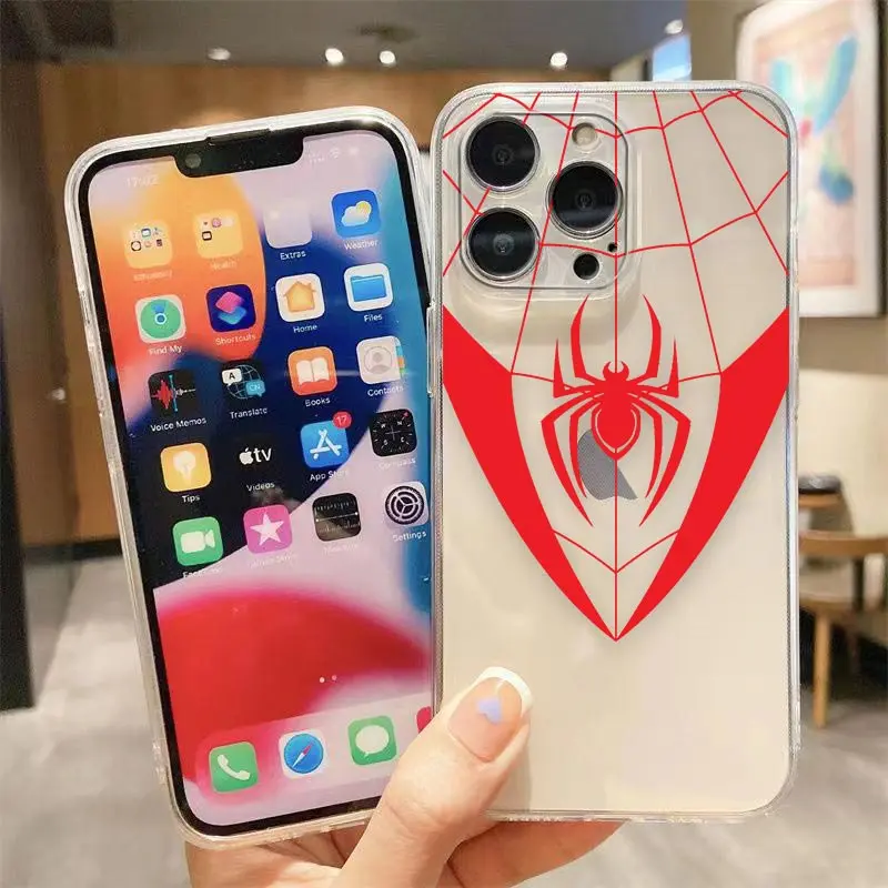 thumbnail image 1 of Clear Phone Case For iPhone Apple 14 12 13 Mini 11 Pro SE 8 7 6 Plus X XR XS Max SE Case Funda Shell Marvel Spiderman Venom LOGO, 1 of 5