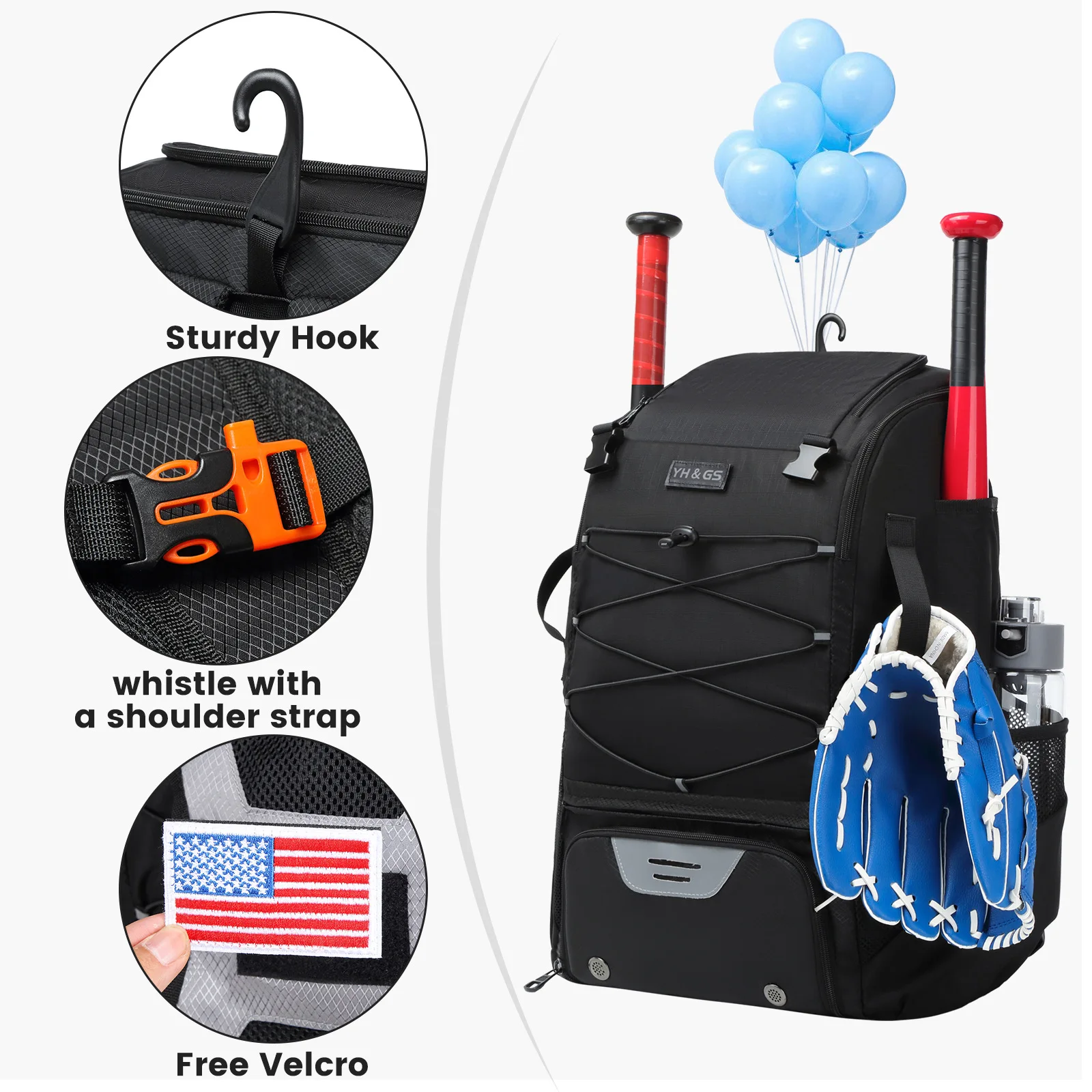 Multi functional sports bag American baseball backpack softball equipment backpacks large capacity portable dry wet separation