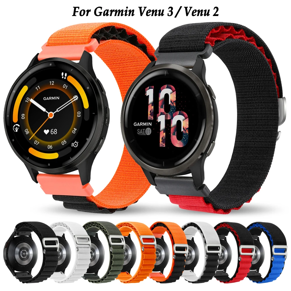 

22mm Nylon Wrist Strap For Garmin Venu 3 2/Forerunner 265 255 Music/Vivoactive 4 Watch Band Soft Breathable Watchband Bracelet