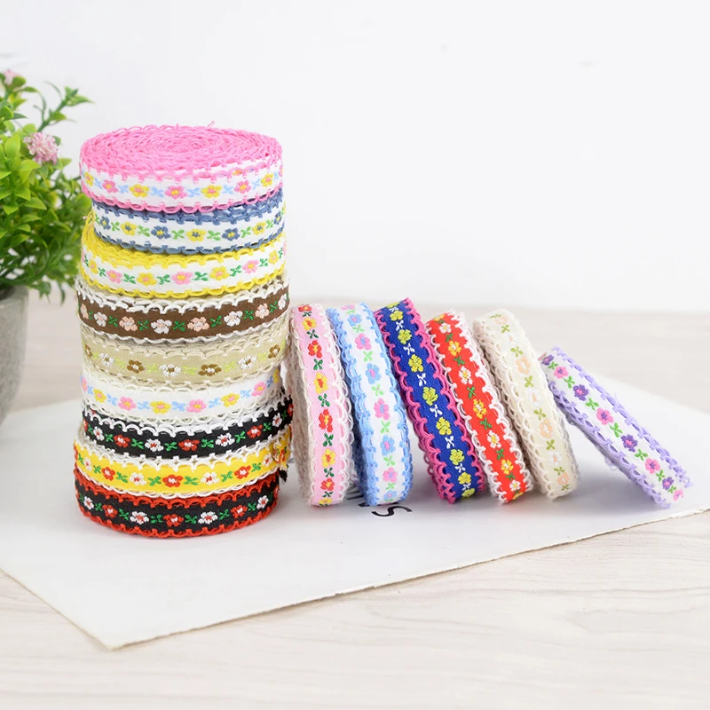 화려한 꽃 레이스 트림 뜨개질, 웨딩 자수 리본, 수제 바느질 용품, DIY 공예, 의류 액세서리, 5 야드, 12mm
