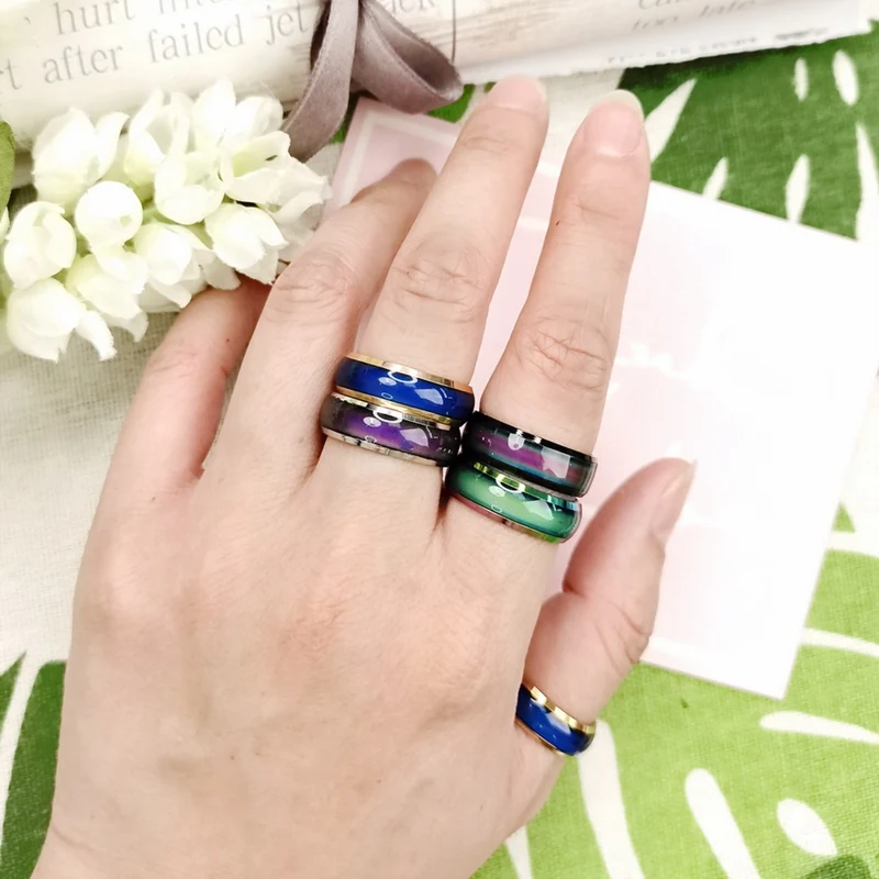 Stainless Steel Finger Ring Smart Sensor Body Temperature Test Fashion Display Real-time Changing Color