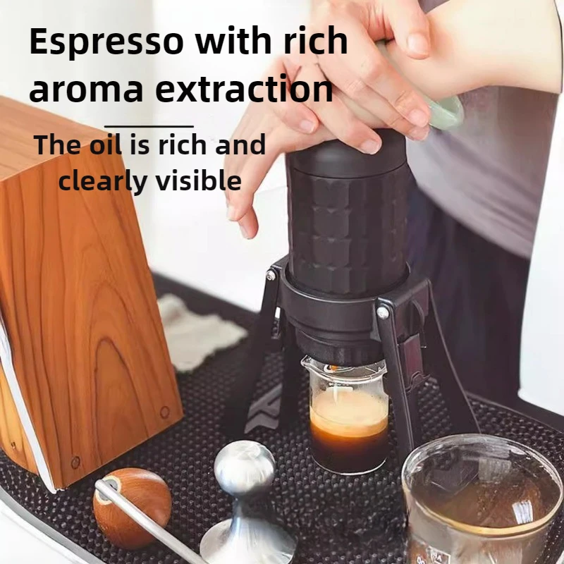 Outdoor Portable Espresso Capsule Manual Coffee Machine Household Hand Pressure Folding Storage Black Steel Gall Coffee Machine