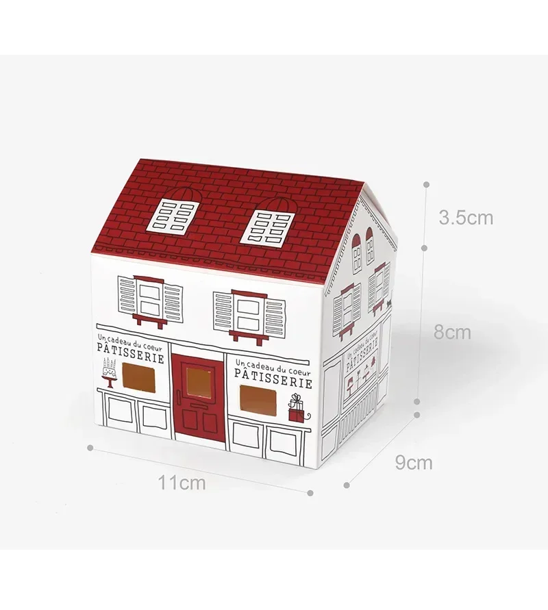 10pcs Cartoon House Shape Candy Box Hand-painted Folding Paper Gift Packaging Box for B... - SKU HSCB2107 - UGI Packaging