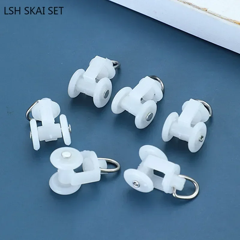 30pcs Curtain Track Accessories Plastic Roller Straight/bent Track Shower Curtain Hook Ring Pulley Household Hardware